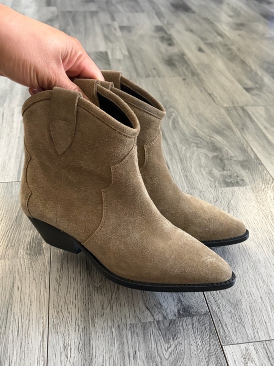 Isabel Marant Shoes - Isabel Marant Dewina Tan Suede Pointed Western Ankle Boots